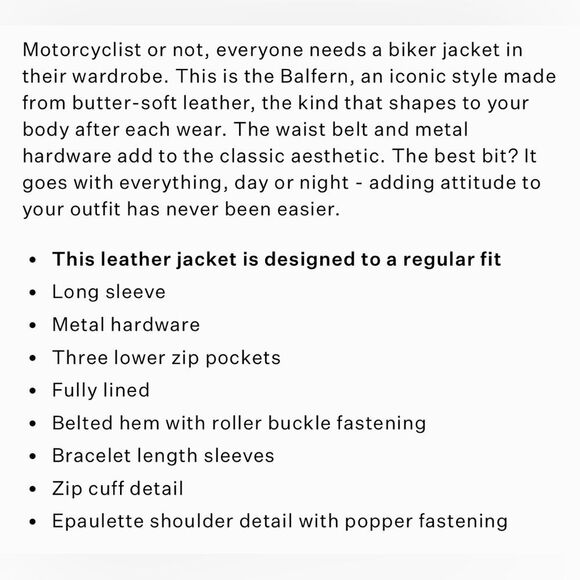 ALL SAINTS BALFERN Leather Biker jacket in Gold - Picture 15 of 17